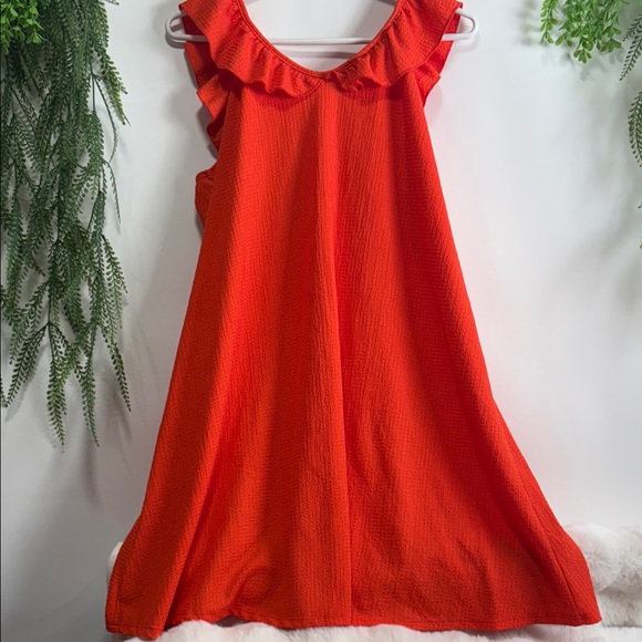 nineixis Dresses & Skirts - Chic Ruffled Orange Midi Dress